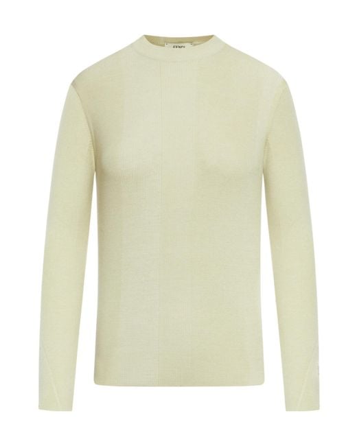 Fendi White Round Neck Long Sleeved Pull-Over