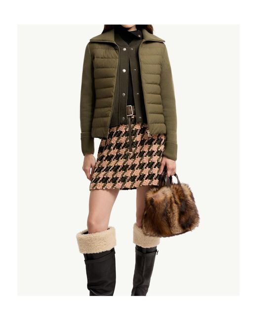 Moncler Green Padded Zip-Up Wool Cardigan