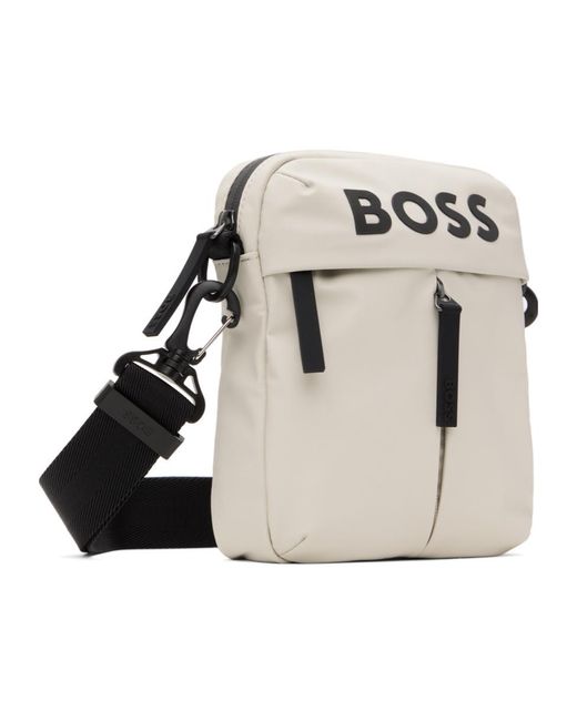 Boss White Logo Cross-Body Bag for men
