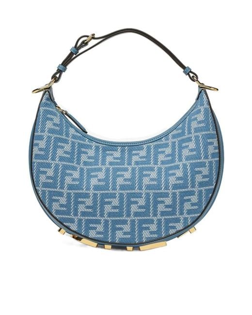 Fendi Blue Denim-Effect Ff Jacquard Bag