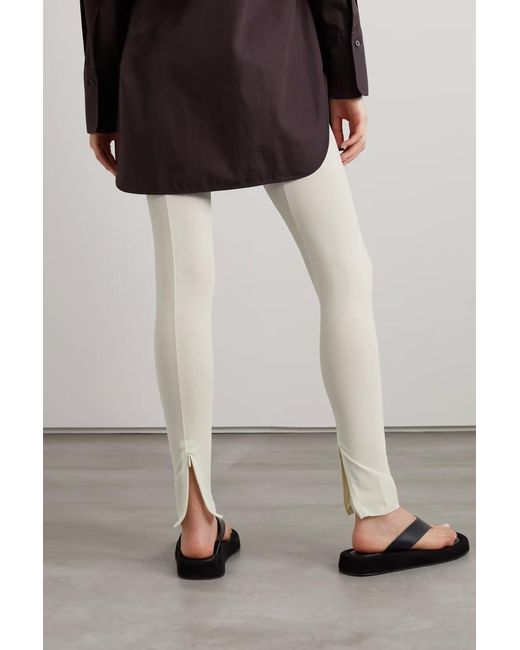 The Row White Fraidy Stretch Jersey Leggings
