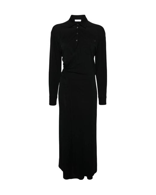 Rabanne Black Ruched Straight Hem Wrap Dress