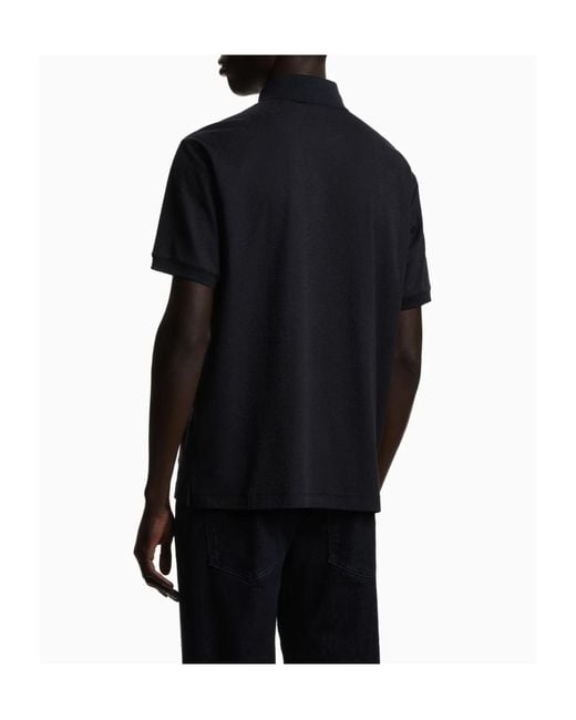 Emporio Armani Black Textured Polo Shirt for men