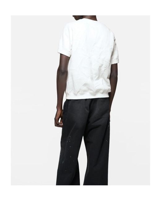 Acne White Crinkled Fleece T-Shirt for men