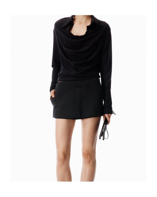 Alexander Wang Black Cowl Placket Top
