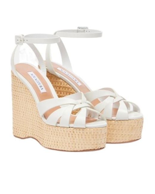 Aquazzura White Strap Wedge Sandals