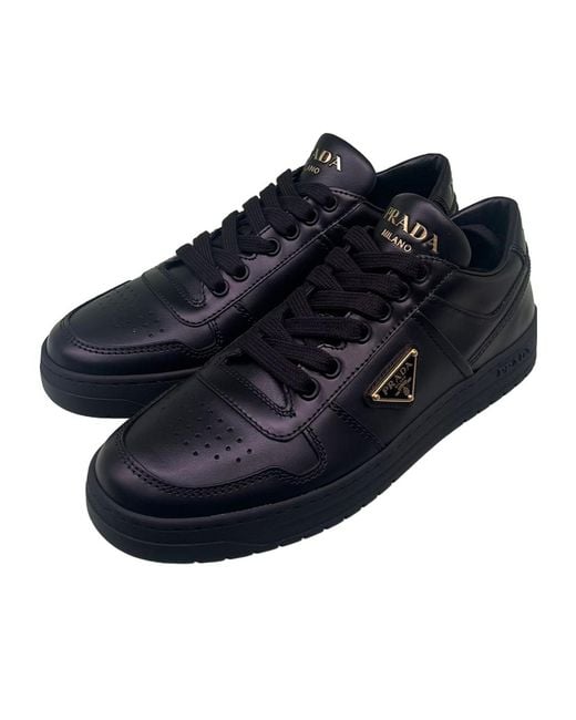 Prada Blue Downtown Leather Sneakers