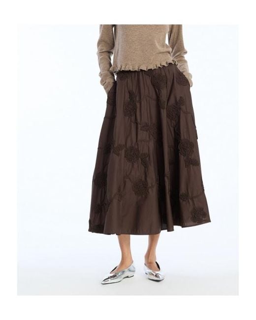 ROTATE BIRGER CHRISTENSEN Brown Flower Midi Skirt
