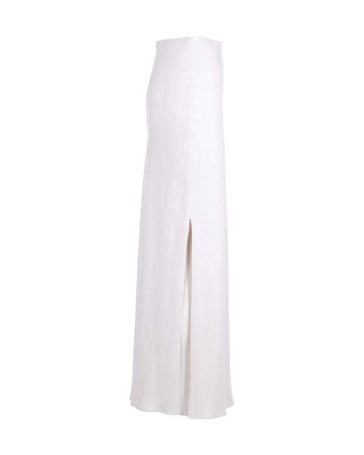 Brunello Cucinelli White Side Slit Midi Skirt