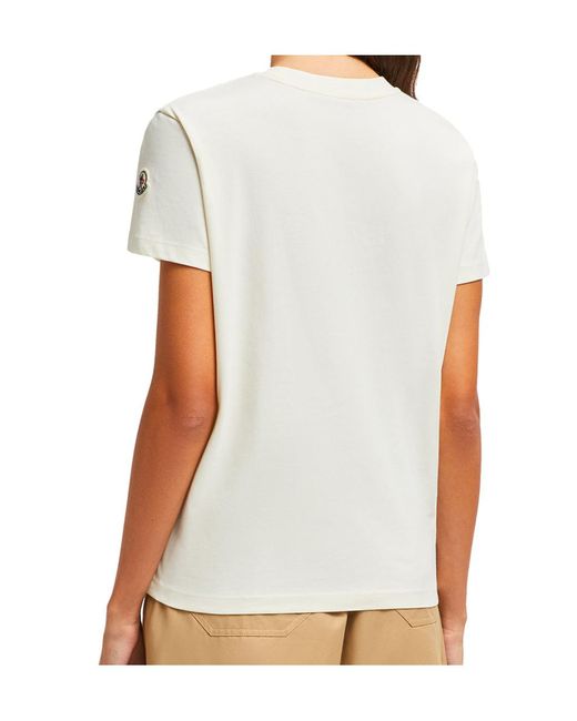 Moncler White Logo Embroidered Crewneck T-Shirt
