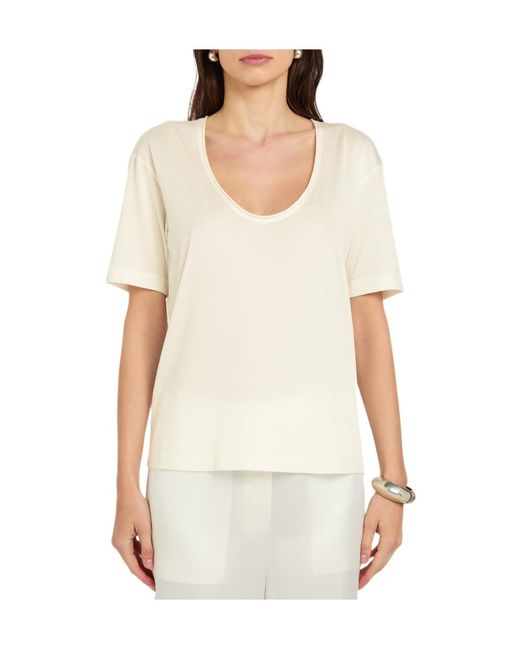 Totême  White Scoop-Neck Cotton And Silkblend T-Shirt