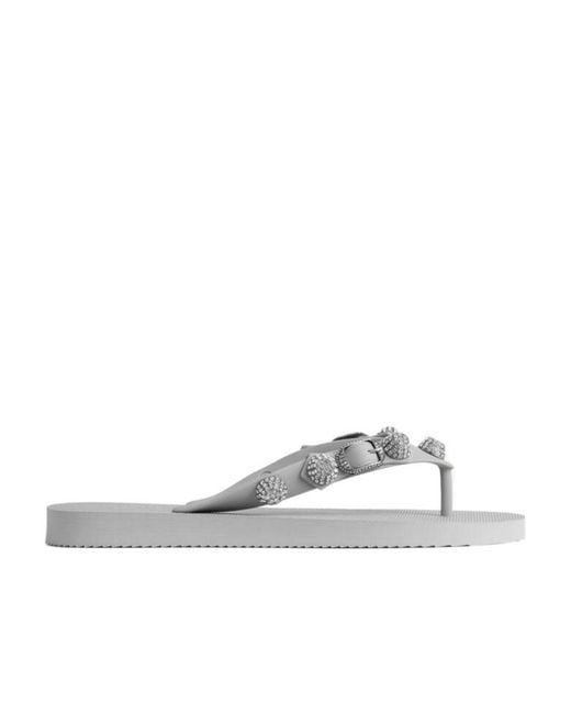 Balenciaga White Cagole Thong Sandal