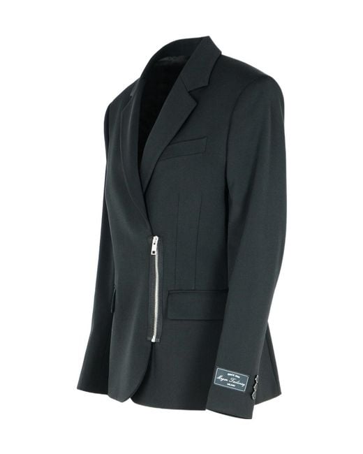 MSGM Black Logo Patch Zipped Blazer