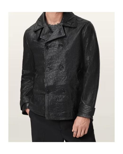 AllSaints Black Hamlet Leather Jacket for men