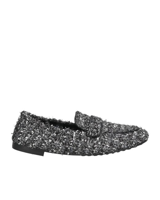Tory Burch Gray Metallic Round Toe Loafers