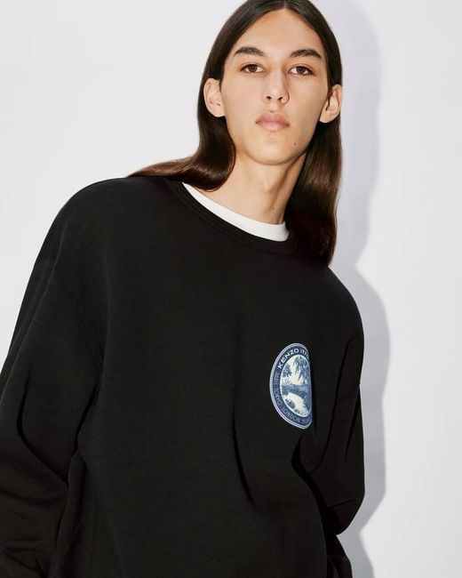KENZO Black Long-Sleeved Crewneck Sweatshirt for men