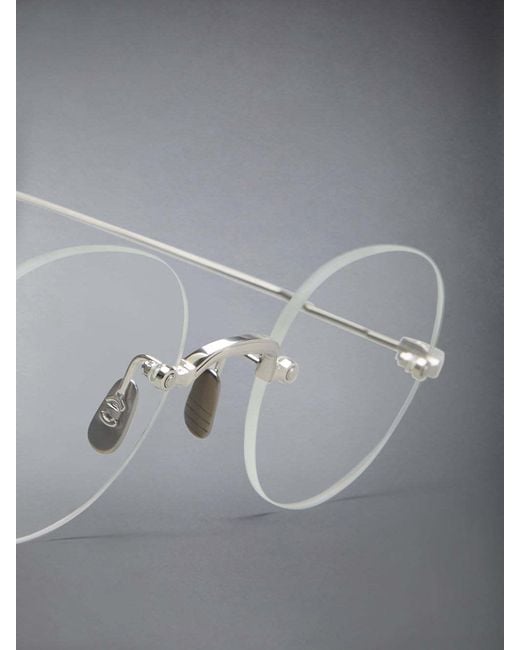 Thom Browne White Eyewear Round Frame Glasses