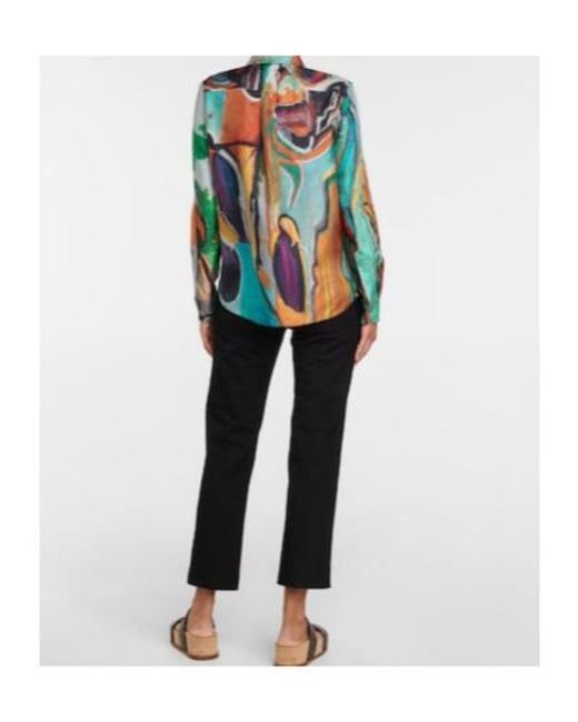 Gabriela Hearst Blue Henry Print Silk Shirt