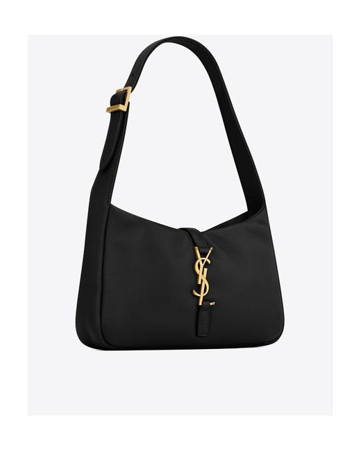 Saint Laurent Black Le 5 À 7 Logo Plaque Hobo Bag