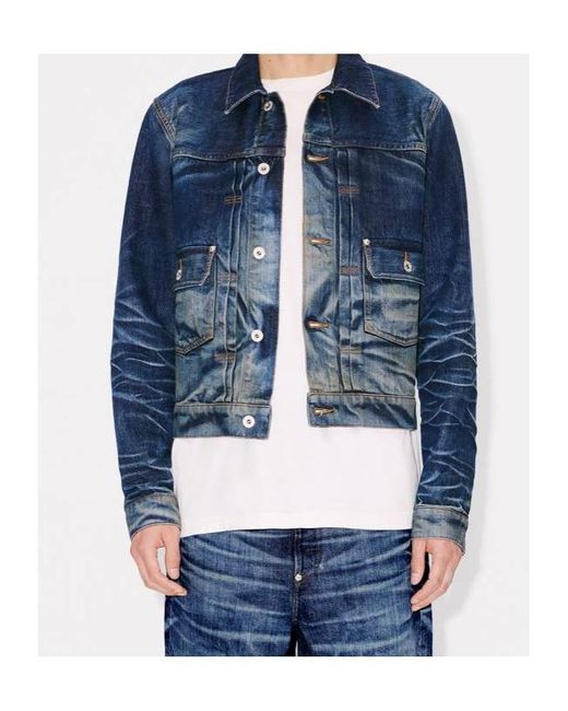 KENZO Blue Logo Patch Denim Jacket for men