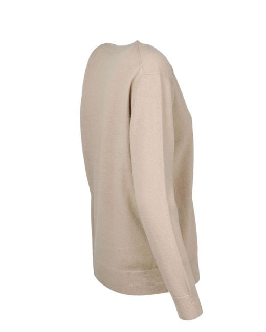 Vince Natural V-Neck Boxy Knitted Sweater