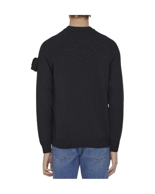 Fendi Blue Pocket-Detailed Crewneck Jumper for men