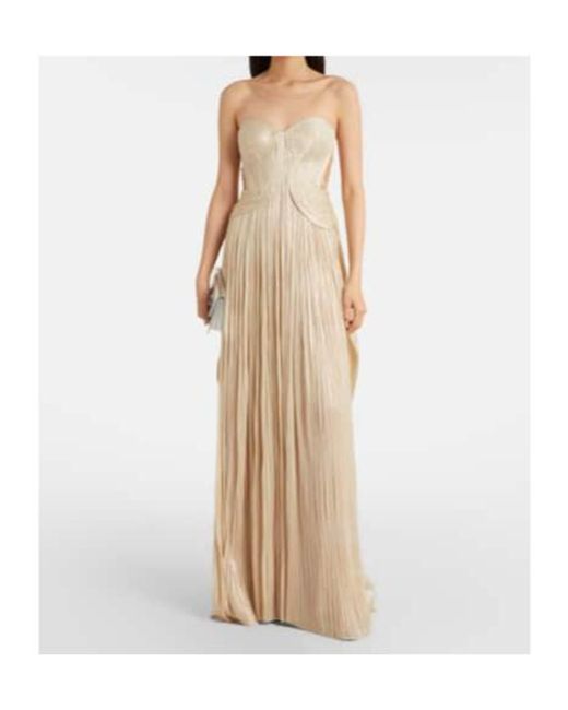 Maria Lucia Hohan Natural Kamina Cutout Silk Tulle Bustier Gown