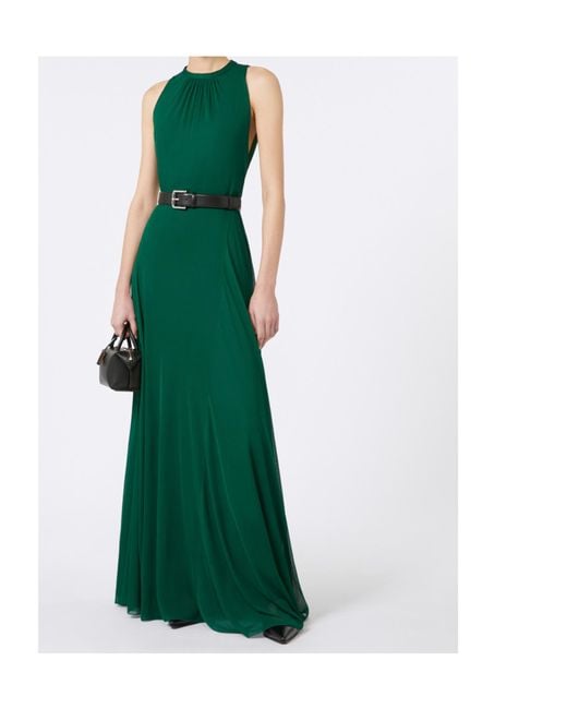 Max Mara Long, Mesh-Jersey Dress in Green | Lyst