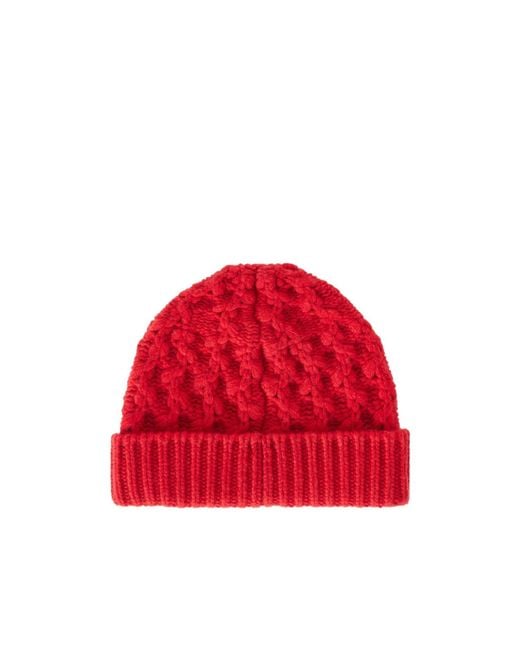 Loro Piana Red Flanged Knitted Hat
