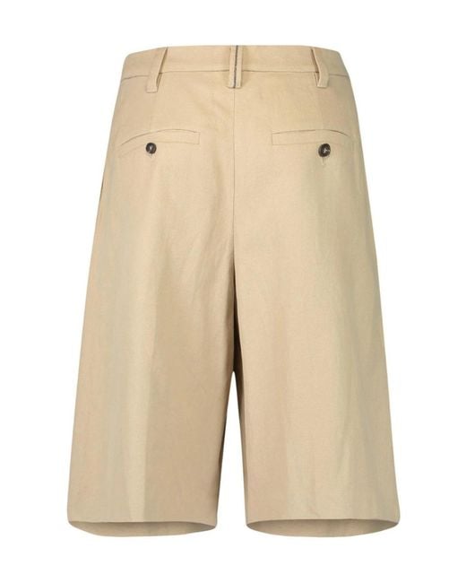 Brunello Cucinelli Natural Pleated Tailored Shorts