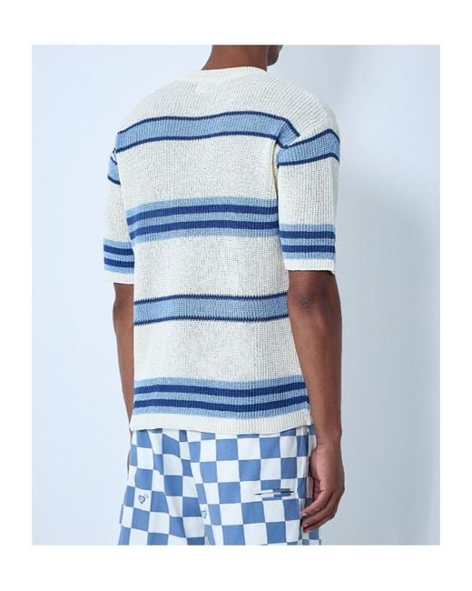 Human Made Blue Striped Short-Sleeve Knitwear for men