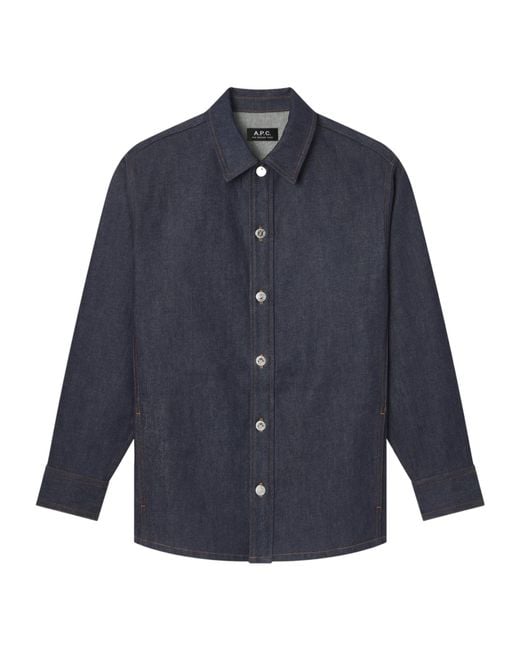 A.P.C. Blue Long-Sleeved Collared Denim Shirt for men