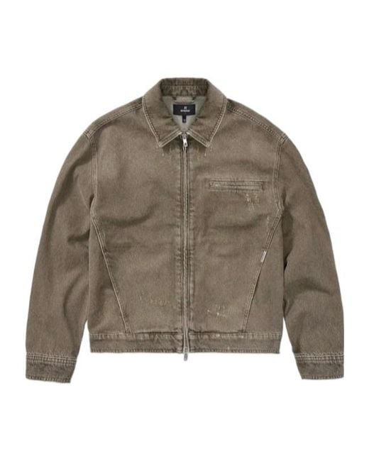 Represent Green Zipped Denim Jacket for men