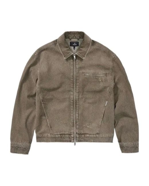Represent Green Zipped Denim Jacket for men