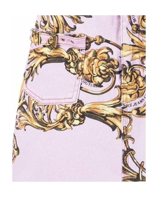 Versace Jeans White Pattern Printed Miniskirt