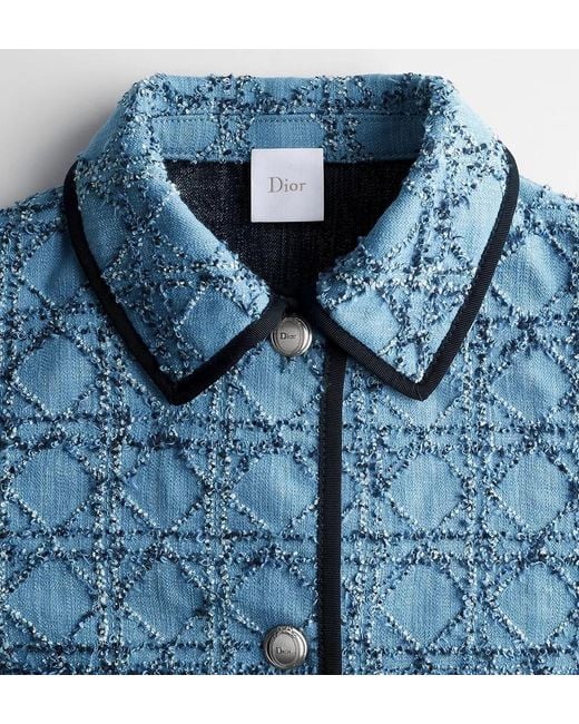 Dior Blue Iviera Cannage Cropped Jacket