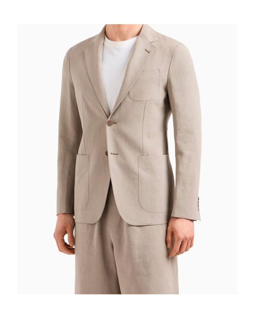 Giorgio Armani Gray Linen Blazer for men