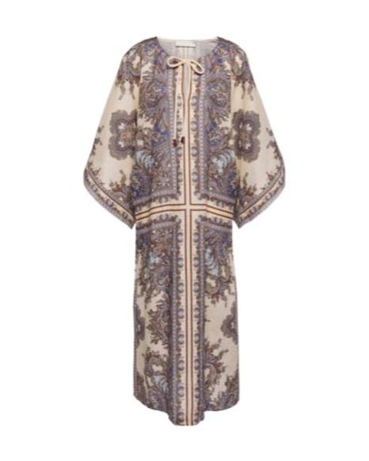 Zimmermann Multicolor Ottie Paisley Linen Kaftan