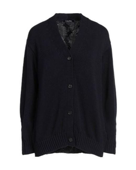Max Mara Blue Solid-Color Knitted Cardigan