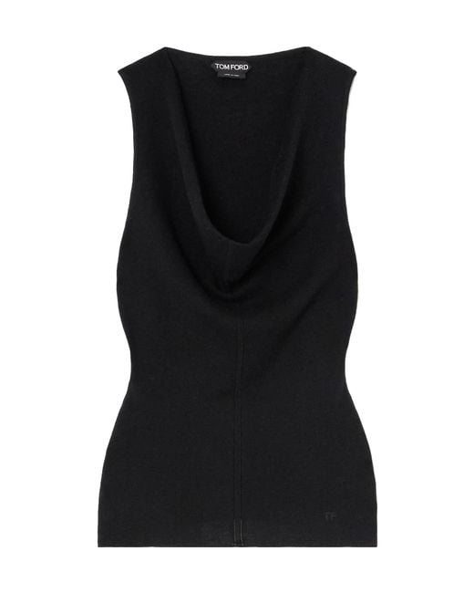 Tom Ford Black Draped Wool Tank