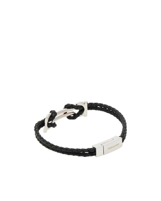 Ferragamo White Double Gancini Bracelet (18Cm) for men