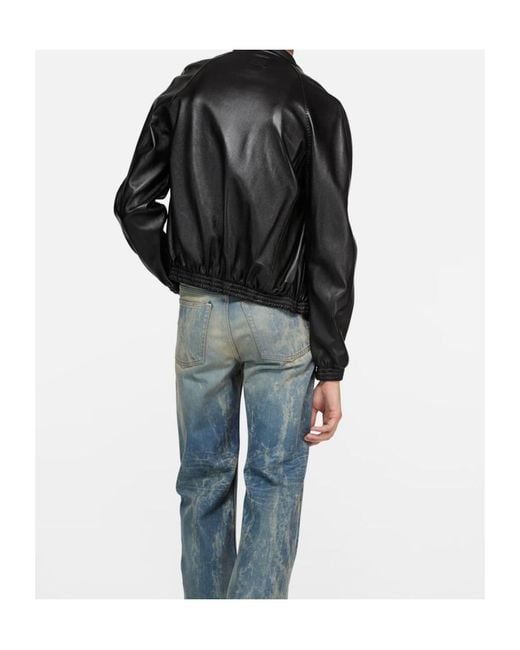 Acne Black Leather Jacket for men