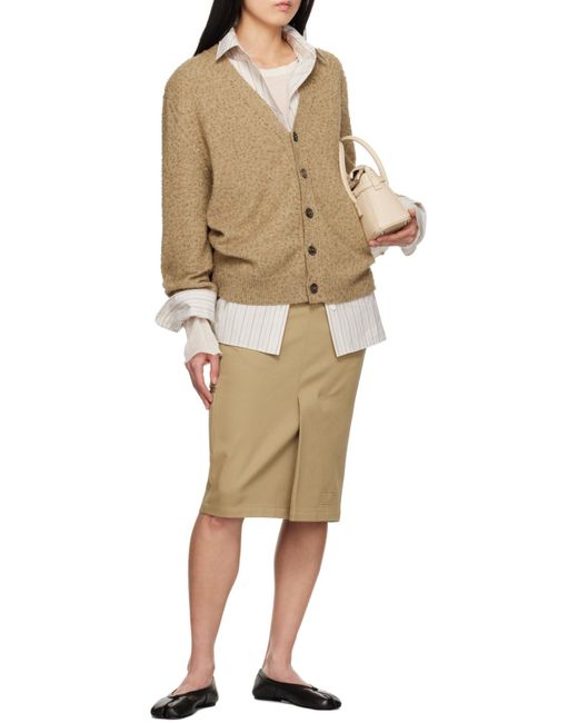 Maison Margiela Natural Long-Sleeved V-Neck Cardigan for men