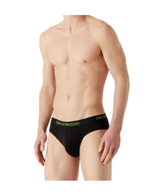 Emporio Armani Black Elastic Waist Briefs Pants 3-Piece Set for men