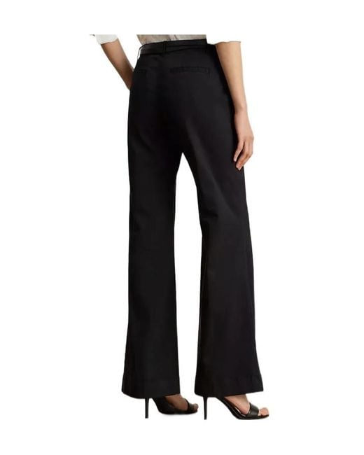 Ralph Lauren Black Cotton Chino Flared Trousers