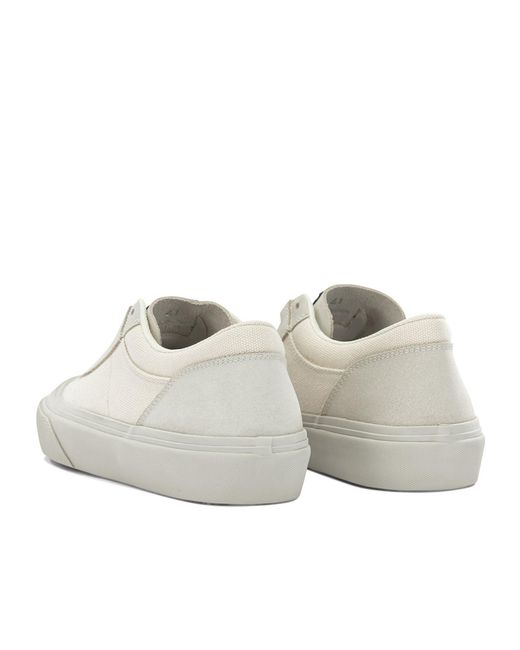 Stone Island White Suede And Canvas Low-Top Sneakers for men
