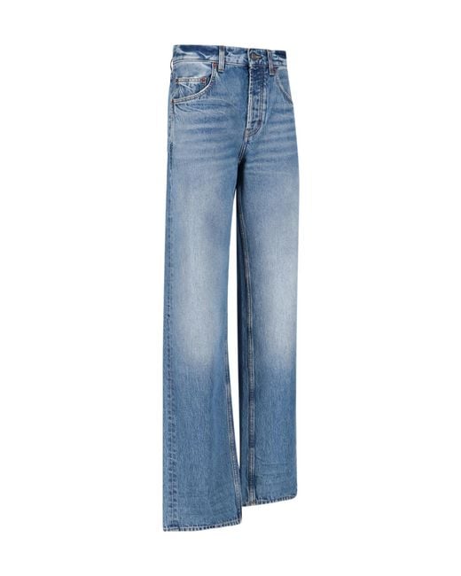 Saint Laurent Blue Logo Patch Mid-Rise Jeans