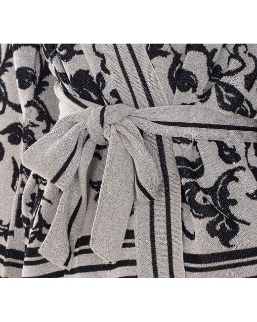 Liu Jo Gray Belted Floral Knitted Jacket