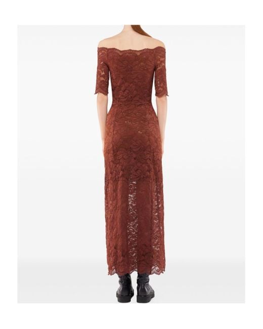 Rabanne Brown Rabanne Lace Off-Shoulder Dress