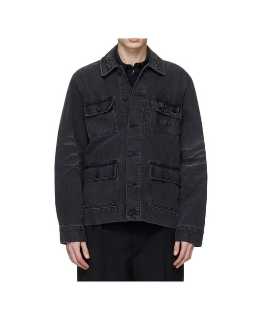 Simone Rocha Blue Multi-Pocket Workwear Denim Jacket for men